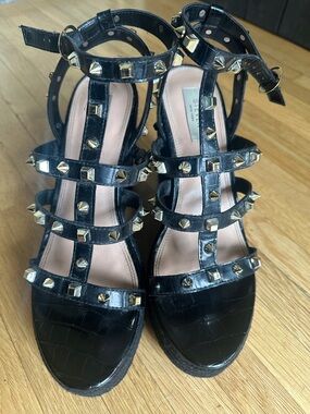 Steven By Steve Madden Black Studded Gladiator Heels